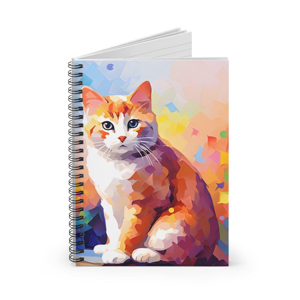 Colorful Orange Cat Notebook | Spiral Ruled Notebook
