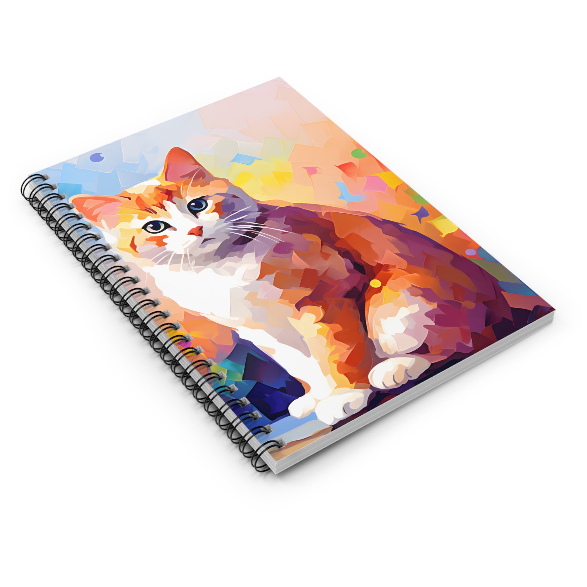 Colorful Orange Cat Notebook | Spiral Ruled Notebook