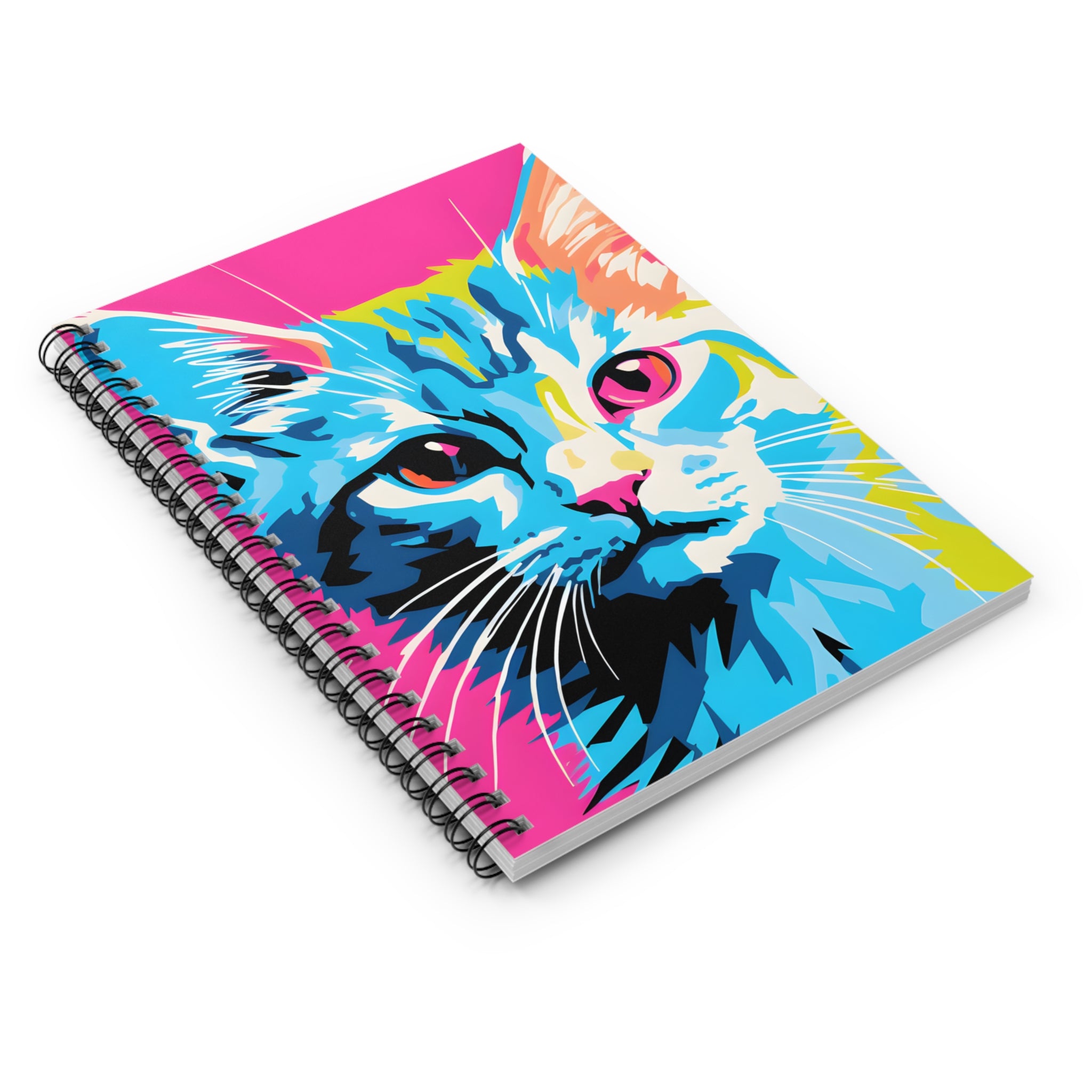Colorful Pop Art Cat Spiral Notebook | Ruled