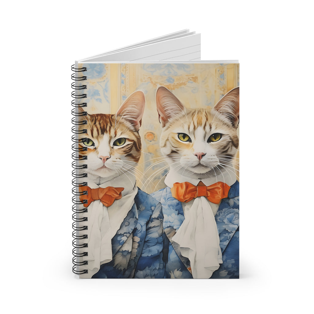 Dapper Cats Illustration Spiral Notebook | Ruled Journal