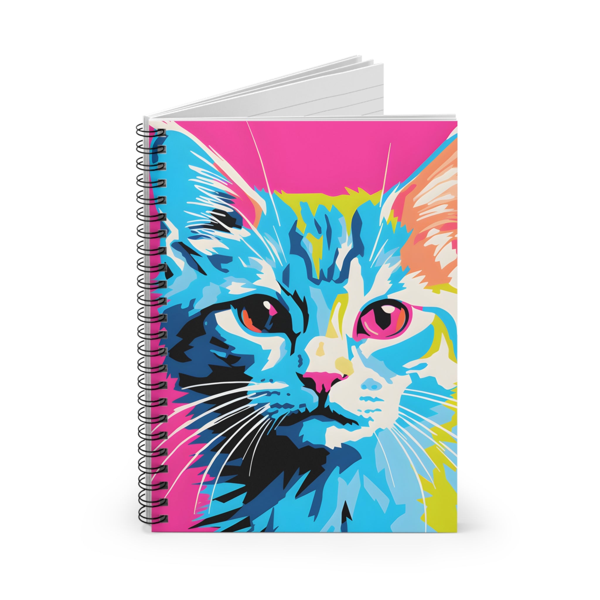 Colorful Pop Art Cat Spiral Notebook | Ruled