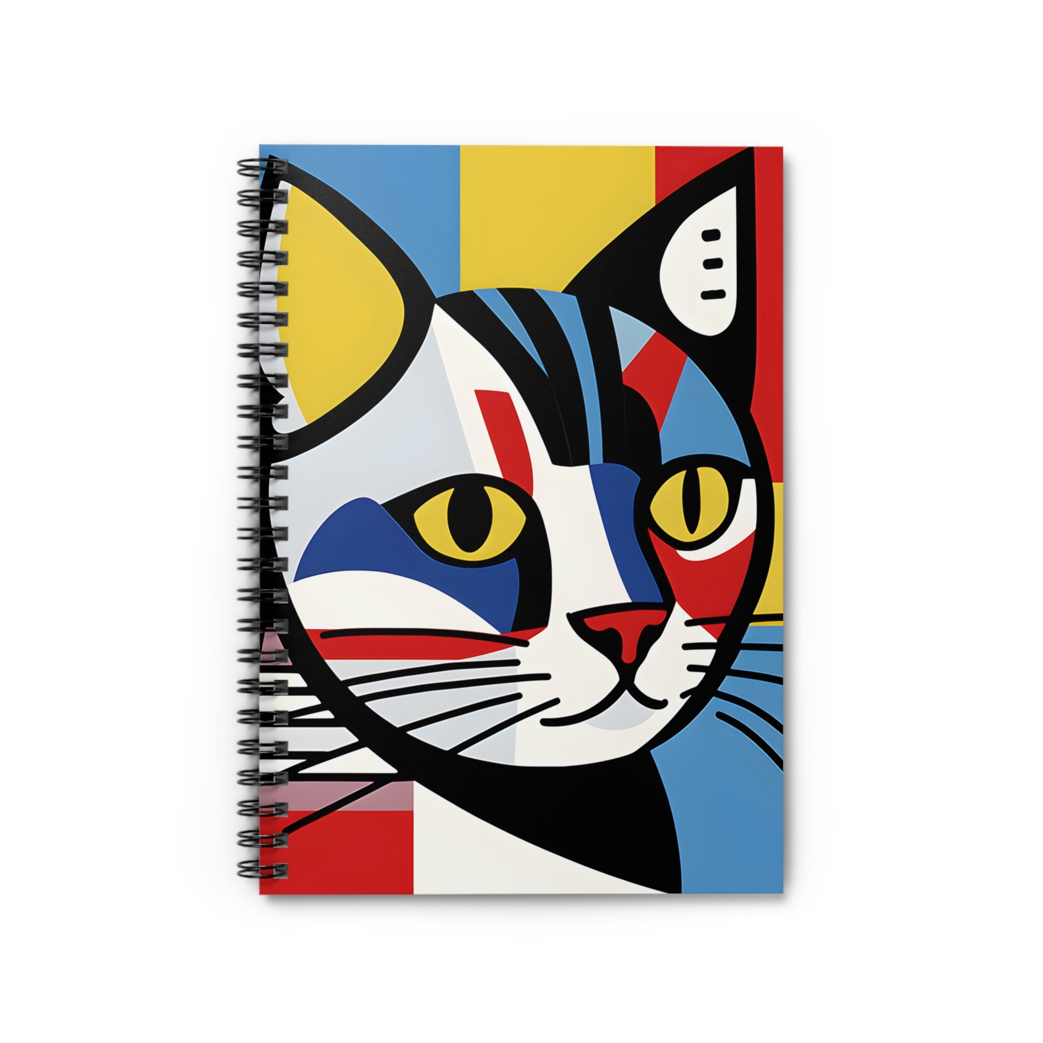 Colorblock Pop Art Cat Spiral Notebook | Ruled Journal