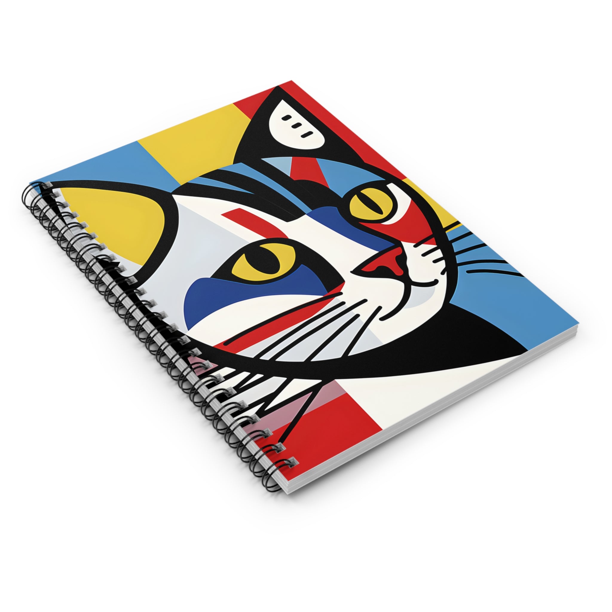 Colorblock Pop Art Cat Spiral Notebook | Ruled Journal