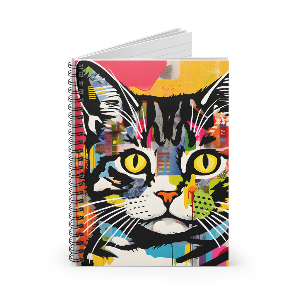 Colorful Pop Art Cat Spiral Notebook | Ruled Journal