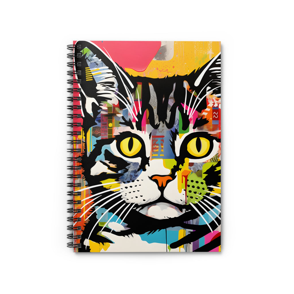 Colorful Pop Art Cat Spiral Notebook | Ruled Journal