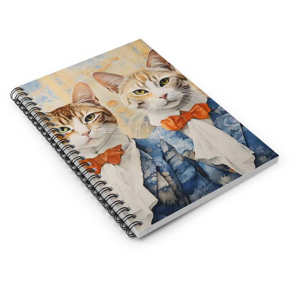 Dapper Cats Illustration Spiral Notebook | Ruled Journal