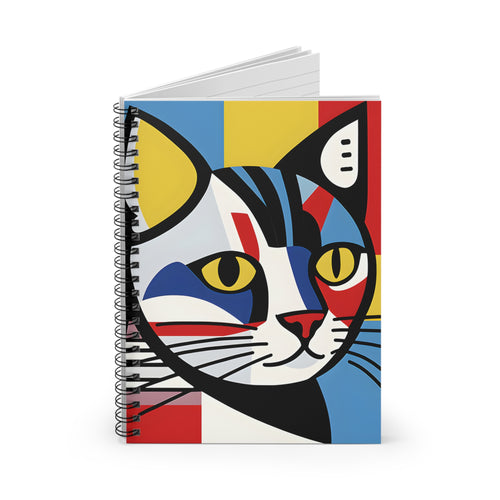 Colorblock Pop Art Cat Spiral Notebook | Ruled Journal
