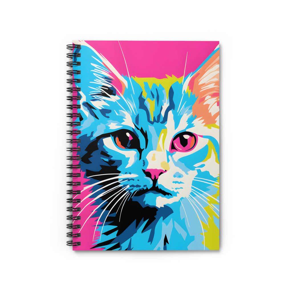 Colorful Pop Art Cat Spiral Notebook | Ruled