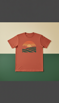 Earth Tone Tee With Whimsical Tractor Drawing